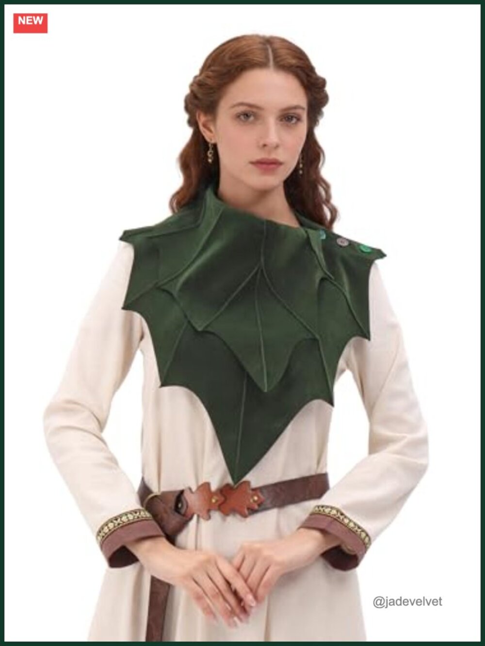 Renaissance Leaf Shawl Elf Druid Capelet Suede Knit Short Cloak LARP